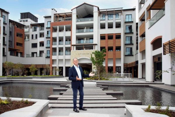 Giuseppe Plumari, CEO of Steyn City Properties in the foreground of the new Piazza at City Centre